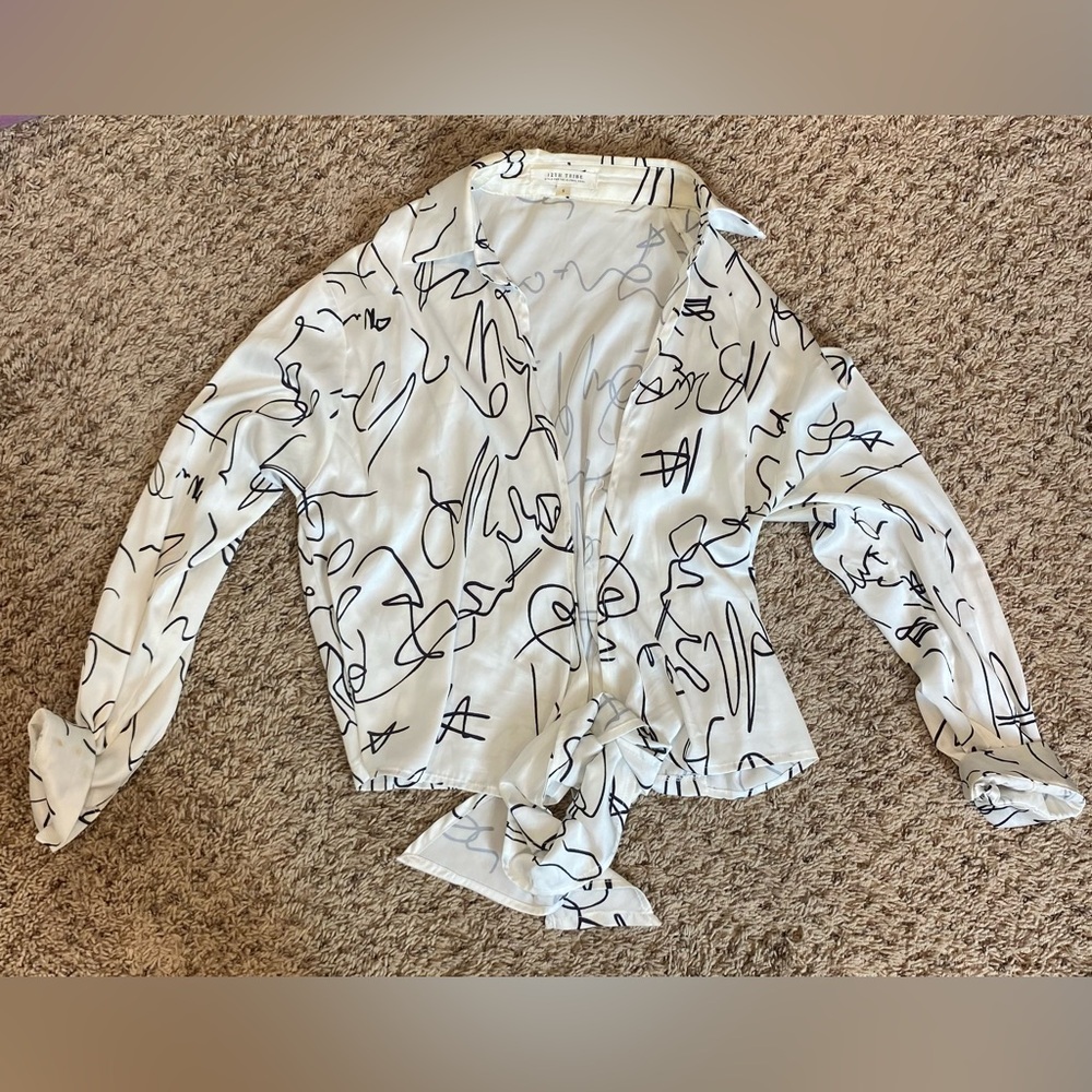 Abstract Print White Blouse